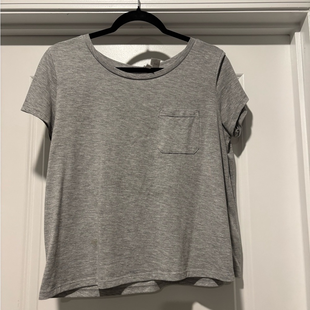 Divided Heather Gray Short-Sleeve Pocket Tee Cropped